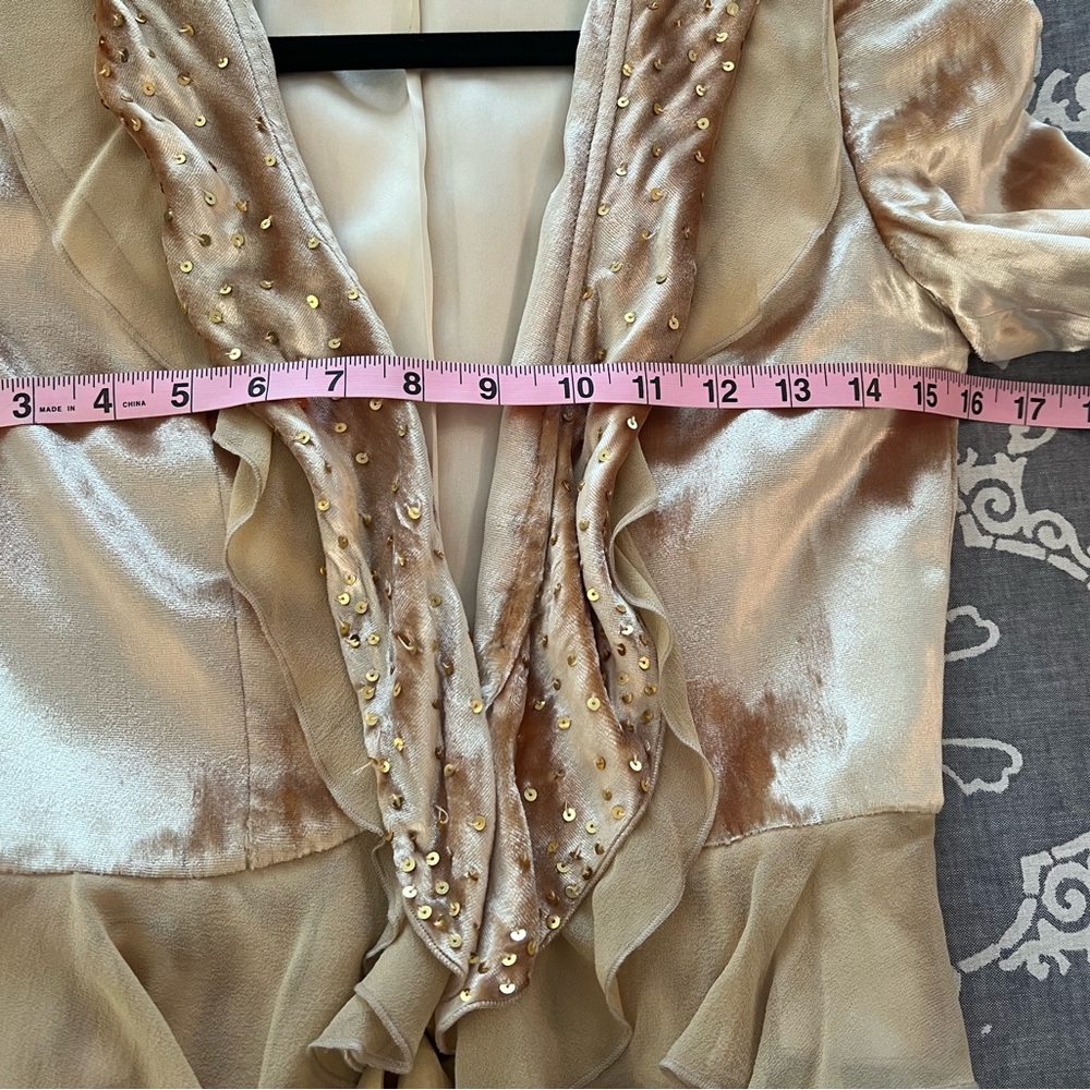 Bebe Vintage Gold Embellished Blazer Jacket. Size 2. - Picture 15 of 16